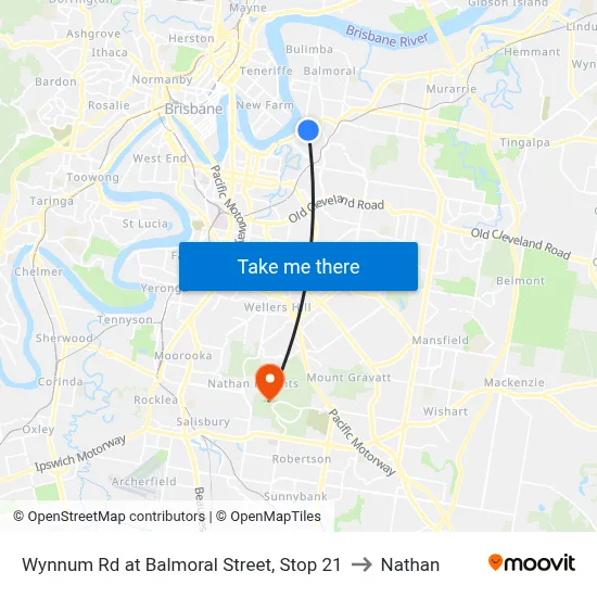Wynnum Rd at Balmoral Street, Stop 21 to Nathan map