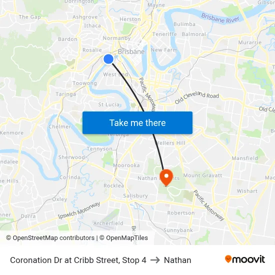 Coronation Dr at Cribb Street, Stop 4 to Nathan map
