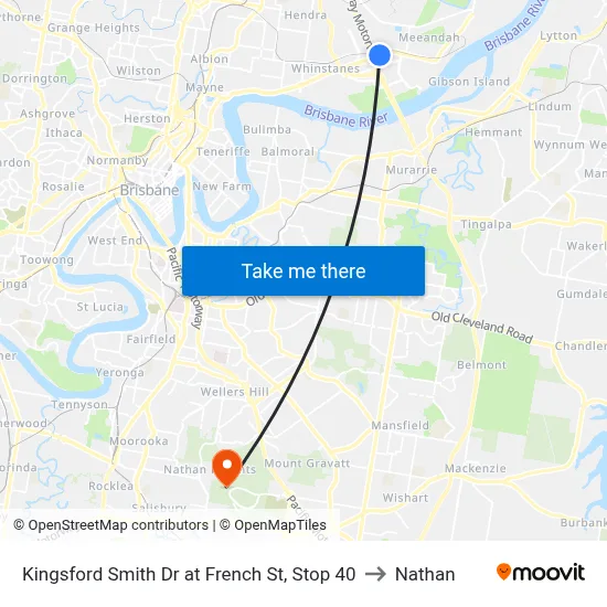 Kingsford Smith Dr at French St, Stop 40 to Nathan map