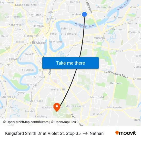Kingsford Smith Dr at Violet St, Stop 35 to Nathan map