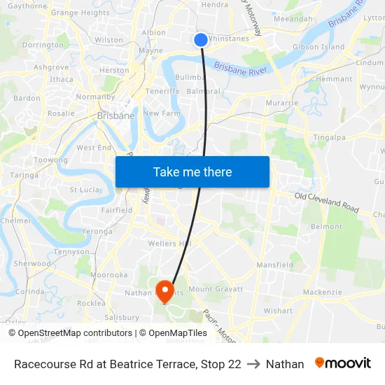 Racecourse Rd at Beatrice Terrace, Stop 22 to Nathan map