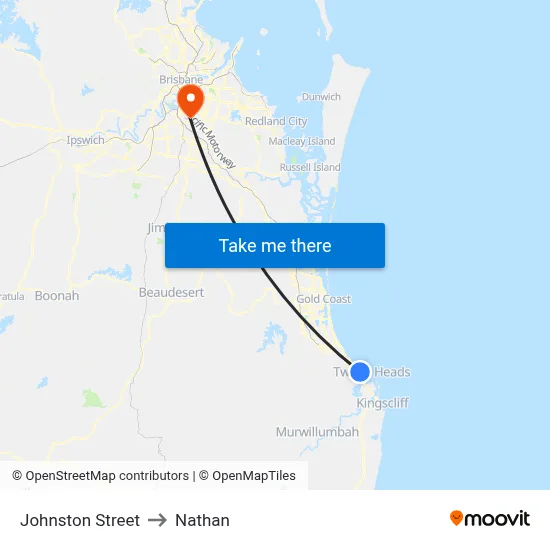 Johnston Street to Nathan map