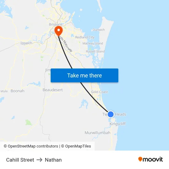 Cahill Street to Nathan map