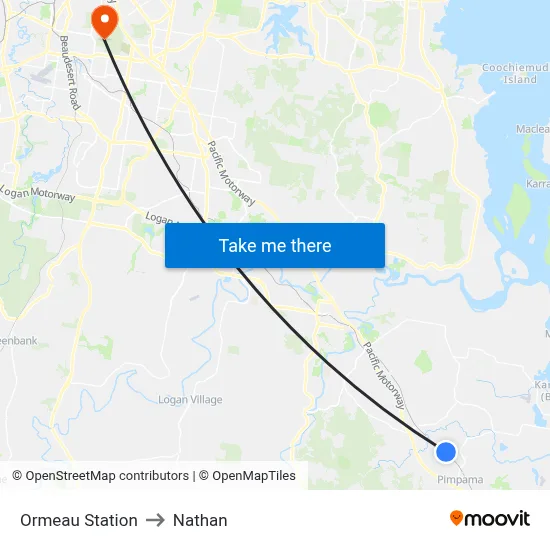 Ormeau Station to Nathan map