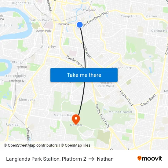 Langlands Park Station, Platform 2 to Nathan map