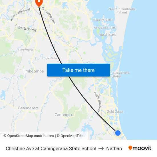 Christine Ave at Caningeraba State School to Nathan map