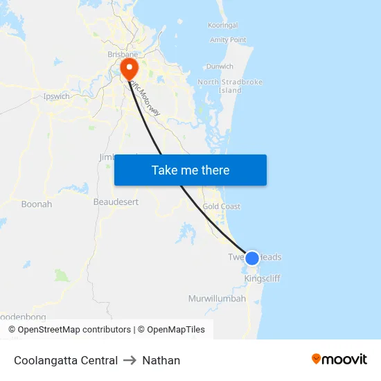Coolangatta Central to Nathan map