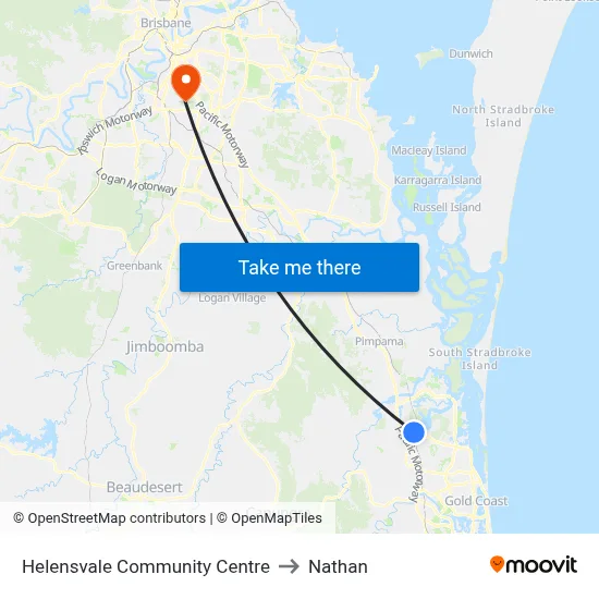 Helensvale Community Centre to Nathan map