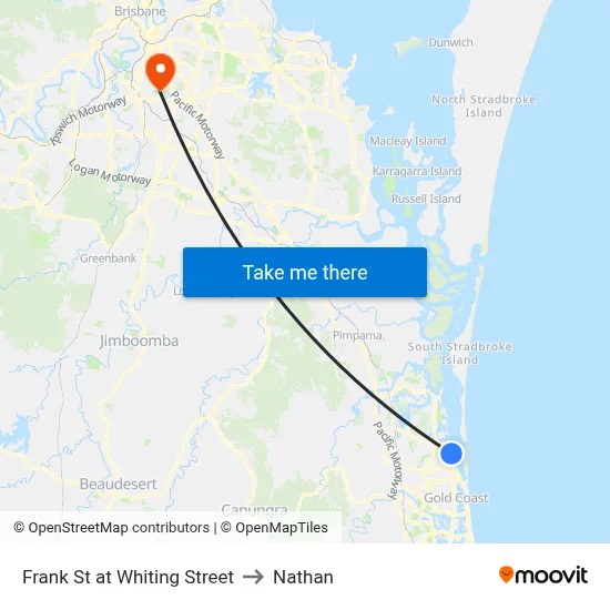 Frank St at Whiting Street to Nathan map