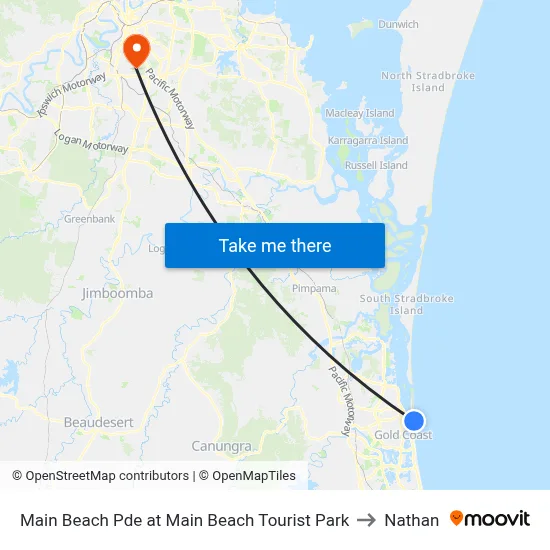 Main Beach Pde at Main Beach Tourist Park to Nathan map