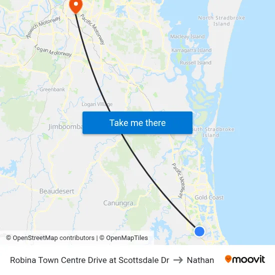 Robina Town Centre Drive at Scottsdale Dr to Nathan map