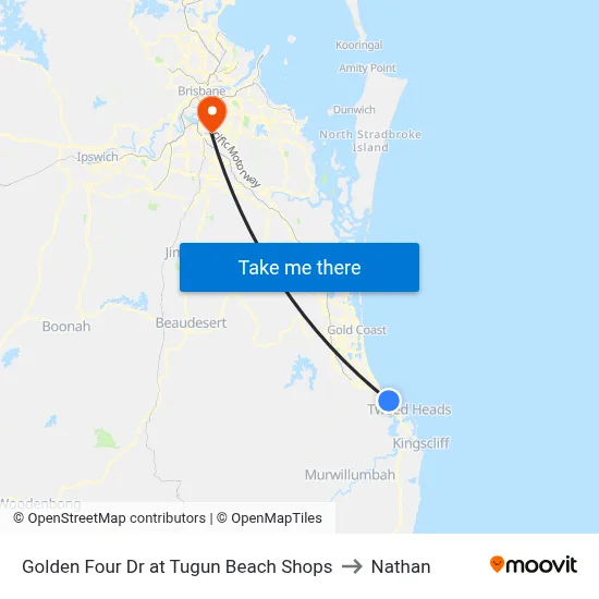 Golden Four Dr at Tugun Beach Shops to Nathan map