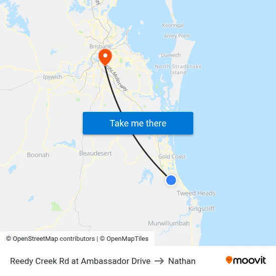 Reedy Creek Rd at Ambassador Drive to Nathan map