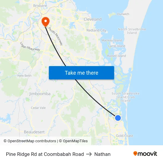 Pine Ridge Rd at Coombabah Road to Nathan map