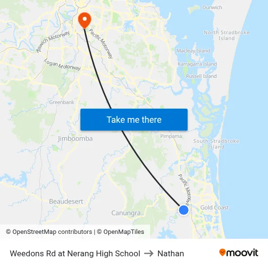 Weedons Rd at Nerang High School to Nathan map