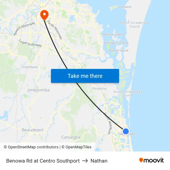 Benowa Rd at Centro Southport to Nathan map