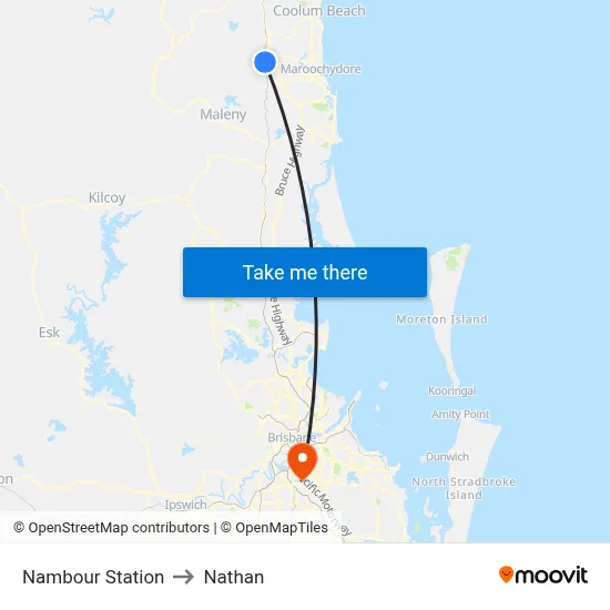 Nambour Station to Nathan map