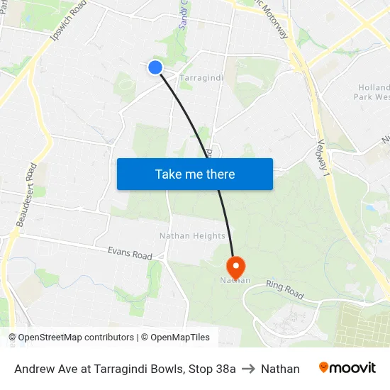 Andrew Ave at Tarragindi Bowls, Stop 38a to Nathan map