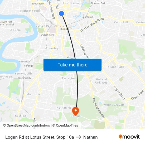Logan Rd at Lotus Street, Stop 10a to Nathan map