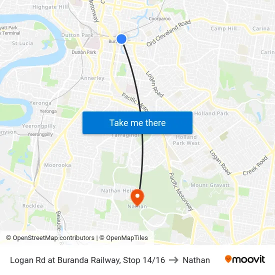 Logan Rd at Buranda Railway, Stop 14/16 to Nathan map