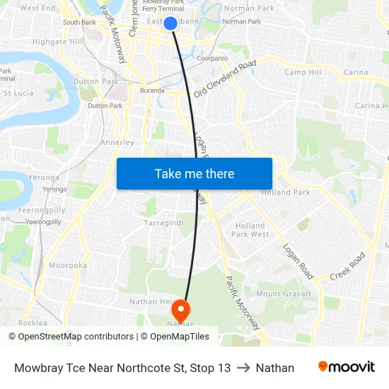 Mowbray Tce Near Northcote St, Stop 13 to Nathan map