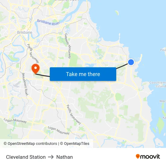 Cleveland Station to Nathan map