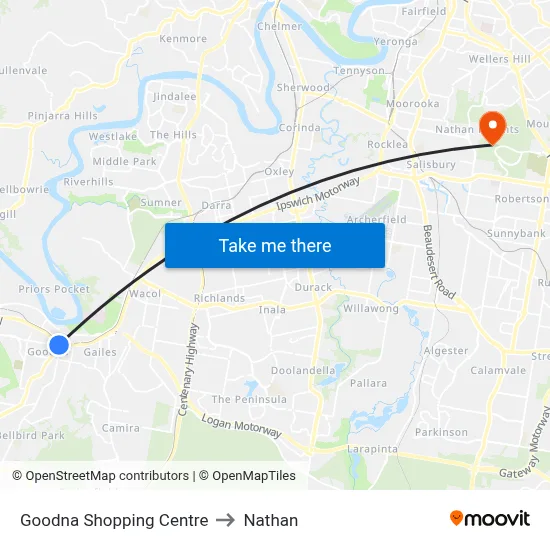 Goodna Shopping Centre to Nathan map