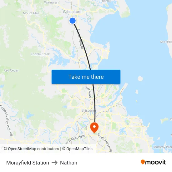 Morayfield Station to Nathan map