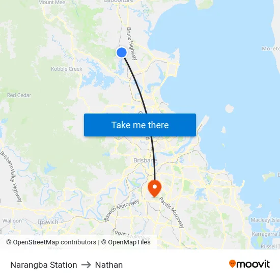 Narangba Station to Nathan map