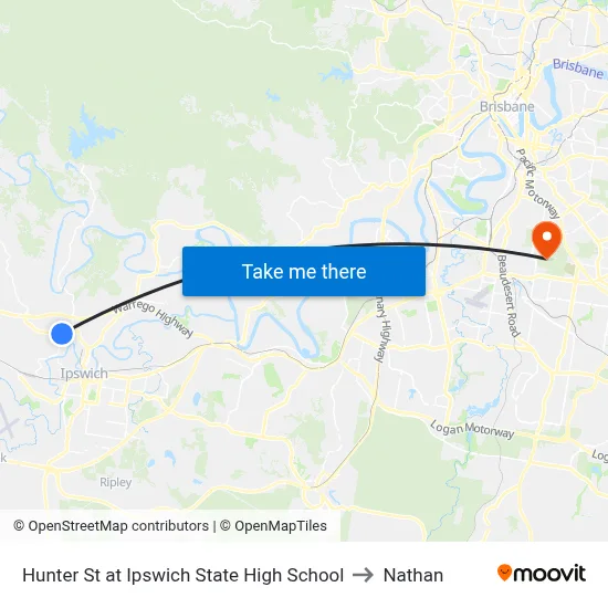 Hunter St at Ipswich State High School to Nathan map