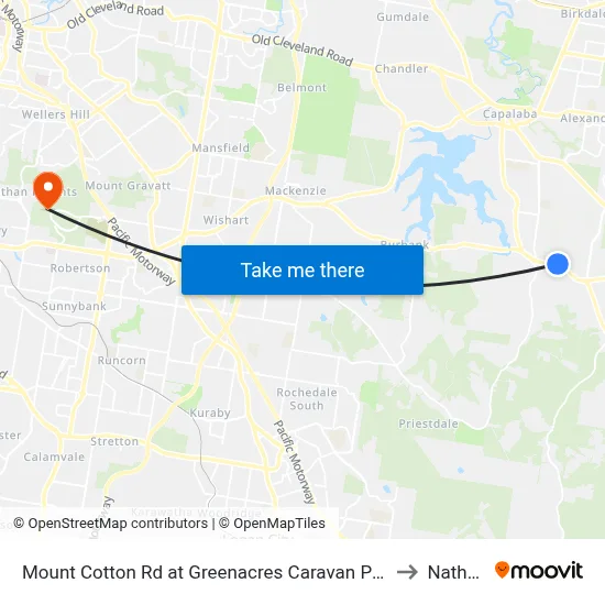Mount Cotton Rd at Greenacres Caravan Park to Nathan map
