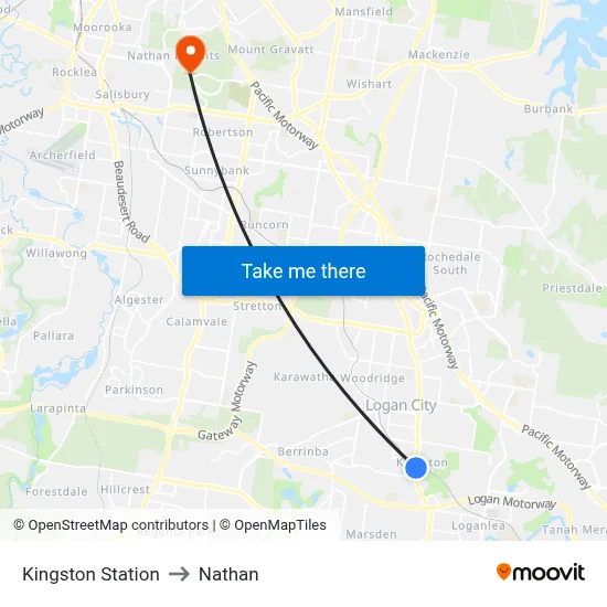 Kingston Station to Nathan map