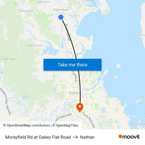 Morayfield Rd at Oakey Flat Road to Nathan map