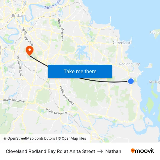 Cleveland Redland Bay Rd at Anita Street to Nathan map