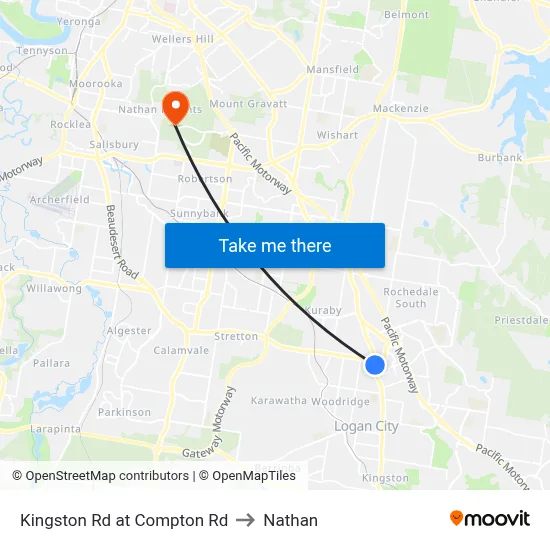 Kingston Rd at Compton Rd to Nathan map