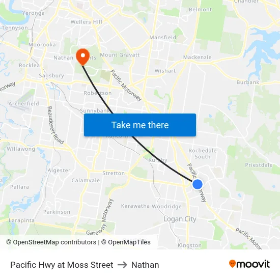 Pacific Hwy at Moss Street to Nathan map
