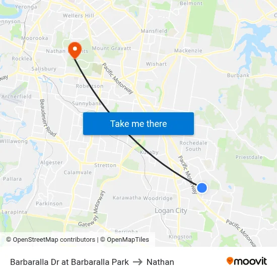 Barbaralla Dr at Barbaralla Park to Nathan map