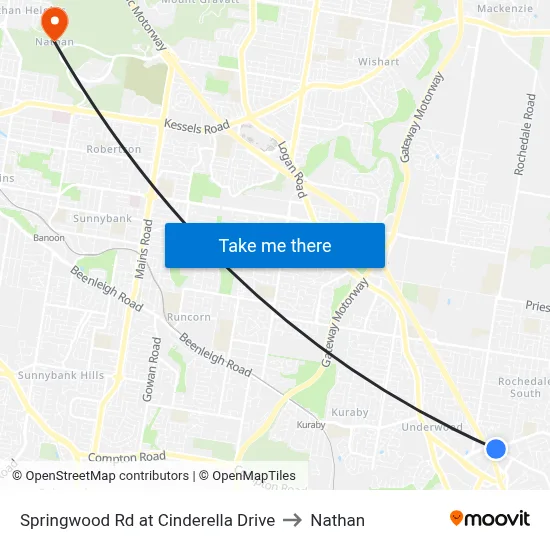 Springwood Rd at Cinderella Drive to Nathan map