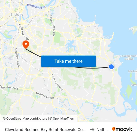 Cleveland Redland Bay Rd at Rosevale Court to Nathan map
