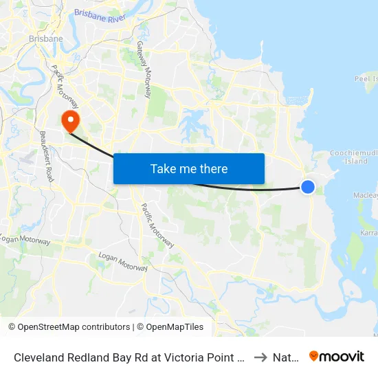 Cleveland Redland Bay Rd at Victoria Point High School to Nathan map