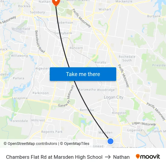 Chambers Flat Rd at Marsden High School to Nathan map