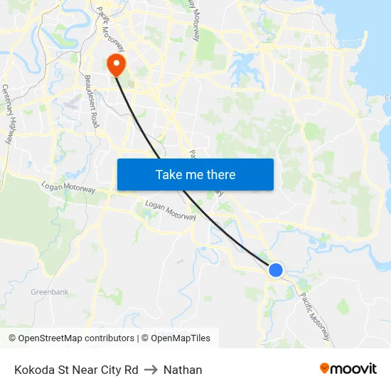 Kokoda St Near City Rd to Nathan map
