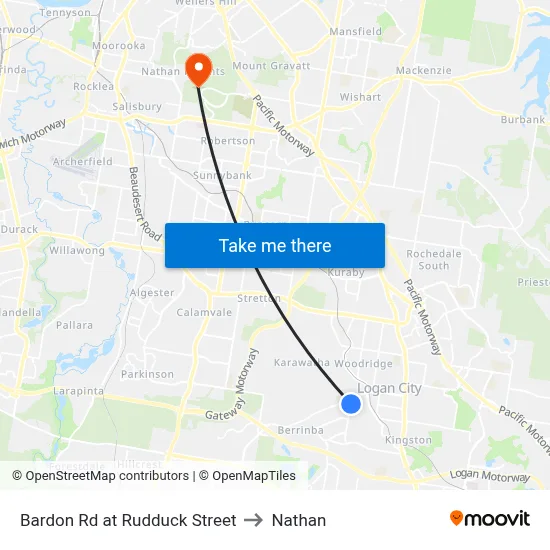 Bardon Rd at Rudduck Street to Nathan map