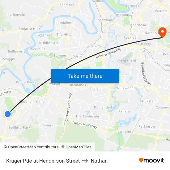 Kruger Pde at Henderson Street to Nathan map