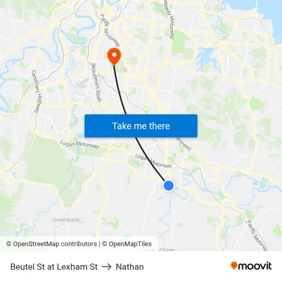 Beutel St at Lexham St to Nathan map