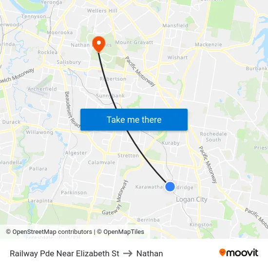 Railway Pde Near Elizabeth St to Nathan map