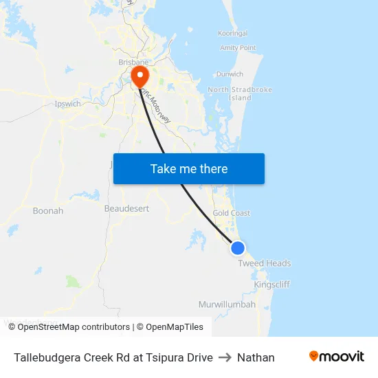 Tallebudgera Creek Rd at Tsipura Drive to Nathan map