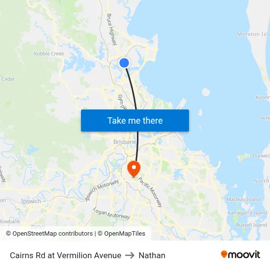 Cairns Rd at Vermilion Avenue to Nathan map