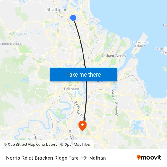 Norris Rd at Bracken Ridge Tafe to Nathan map