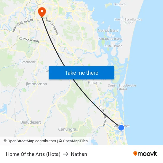 Home Of the Arts (Hota) to Nathan map